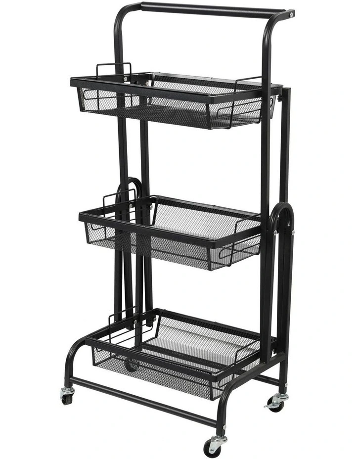3 Tier Kitchen Trolley Cart in Black image 1
