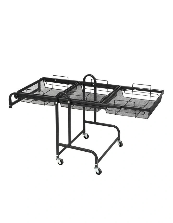 3 Tier Kitchen Trolley Cart in Black image 4