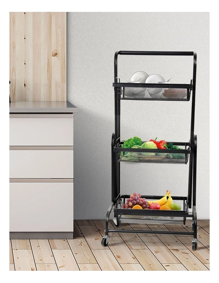 3 Tier Kitchen Trolley Cart in Black image 7