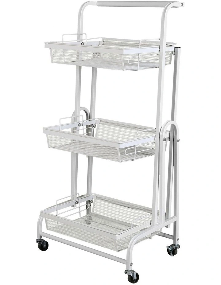 Swivel 3 Tier Kitchen Cart in White image 1