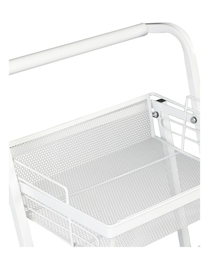 Swivel 3 Tier Kitchen Cart in White image 6