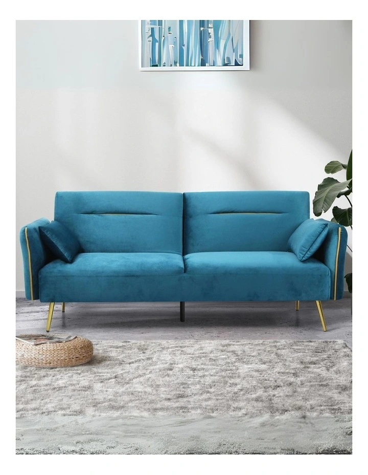 Convertible Lounge Futon Armrest Couch in Blue image 2