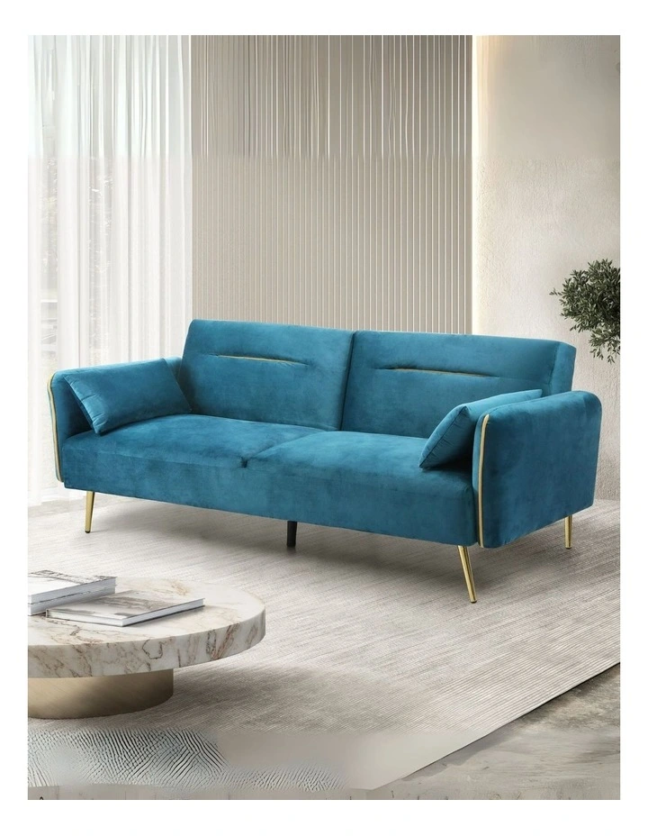 Convertible Lounge Futon Armrest Couch in Blue image 7