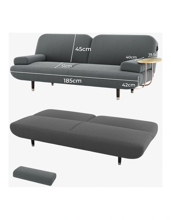 Convertible Sofa Bed Lounge Couch in Black image 3