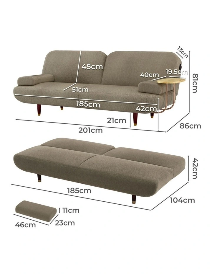 Convertible Sofa Bed Lounge Couch in Brown image 3