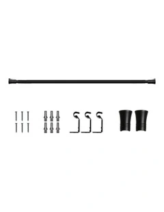 Steel Curtain Rod Quiet Rail Pole Pommel Set in Black