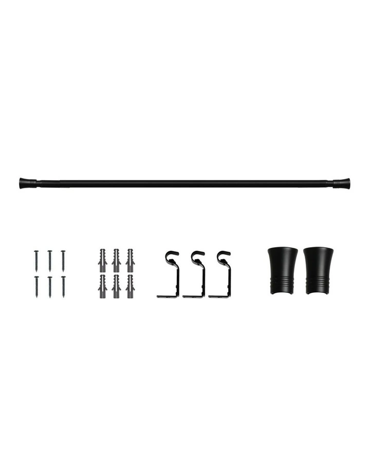 Steel Curtain Rod Quiet Rail Pole Pommel Set in Black image 1