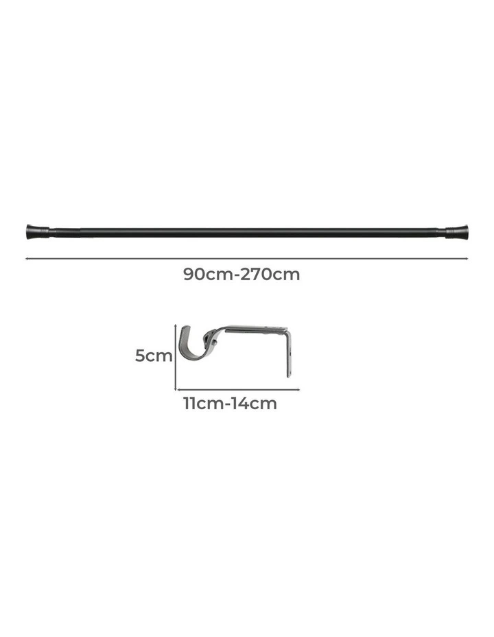 Steel Curtain Rod Quiet Rail Pole Pommel Set in Black image 3