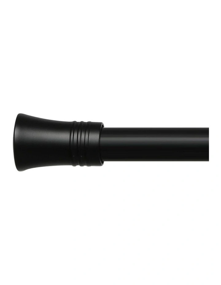 Steel Curtain Rod Quiet Rail Pole Pommel Set in Black image 6