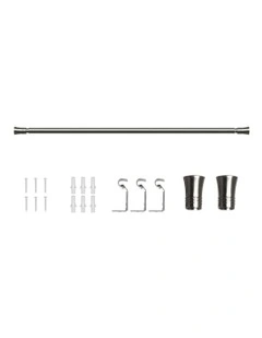 Nickel Curtain Rod And Quiet Rail Pole Pommel Set in Silver