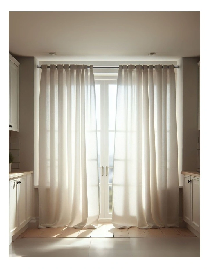 Nickel Curtain Rod And Quiet Rail Pole Pommel Set in Silver image 2