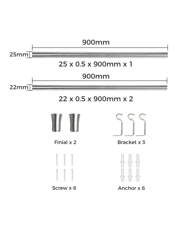 Nickel Curtain Rod And Quiet Rail Pole Pommel Set in Silver image 4