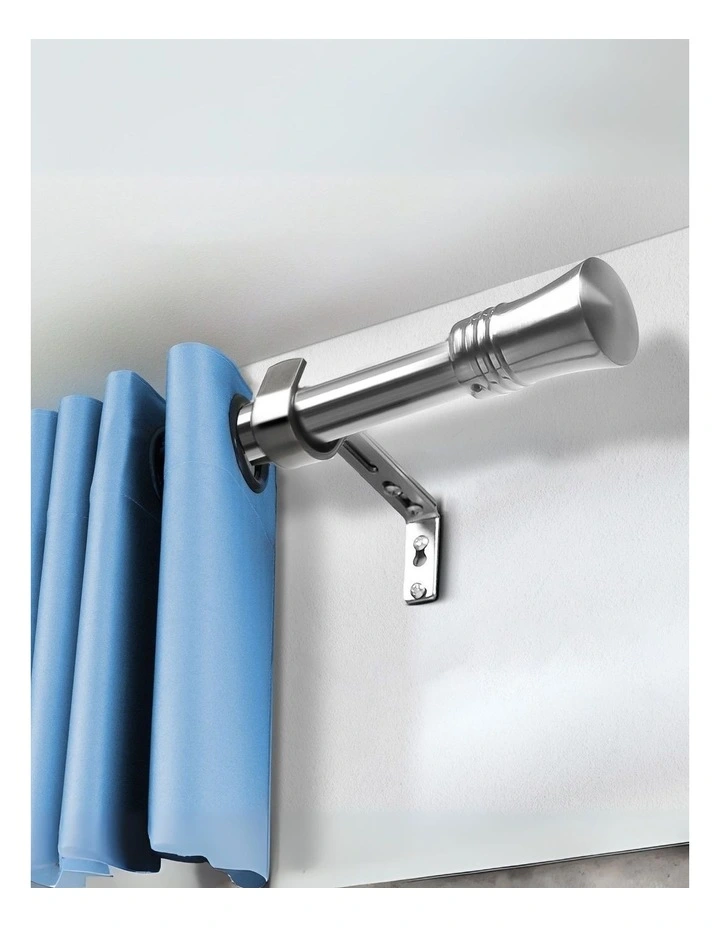 Nickel Curtain Rod And Quiet Rail Pole Pommel Set in Silver image 7