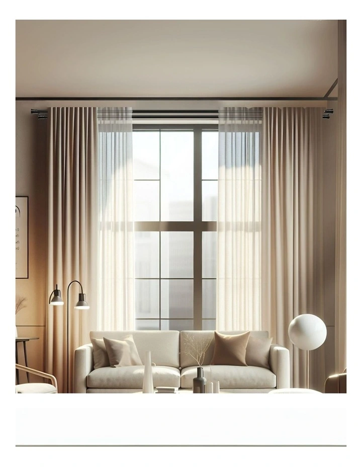Double Curtain Rod And Pole Pommel Set in Black image 2