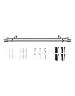 Double Curtain Rod And Pole Pommel Set in Silver