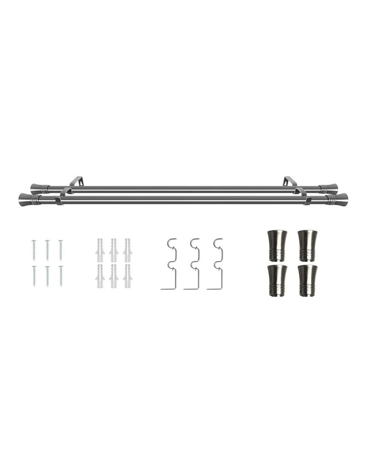 Double Curtain Rod And Pole Pommel Set in Silver image 1
