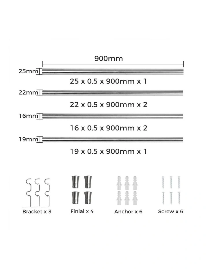 Double Curtain Rod And Pole Pommel Set in Silver image 4