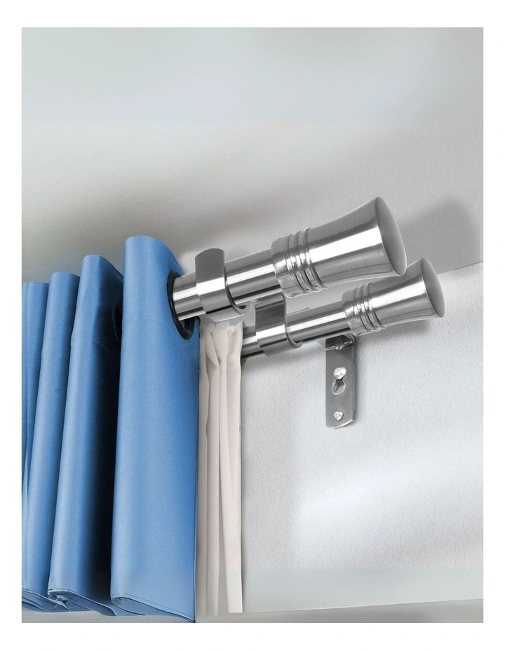 Double Curtain Rod And Pole Pommel Set in Silver image 7