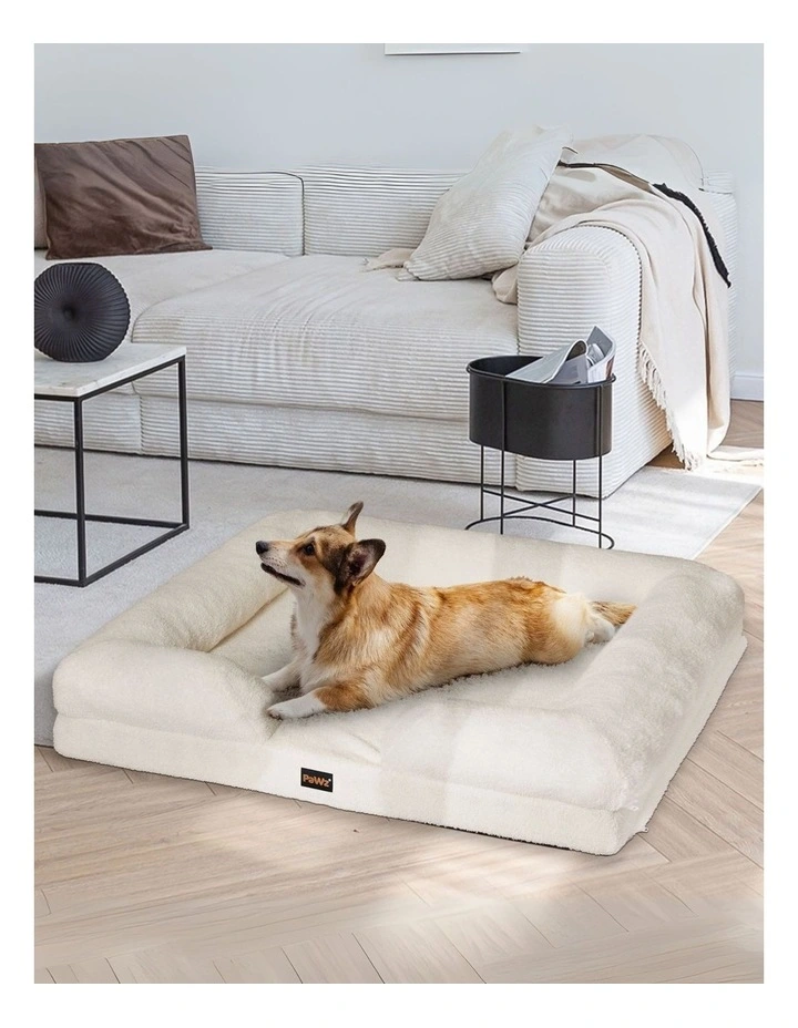 Memory Foam Pet Sofa Bed Cushion in White image 2