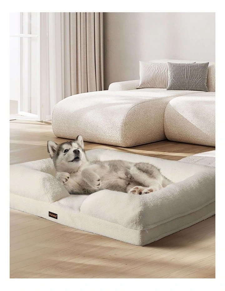 Memory Foam Pet Sofa Bed Cushion in White image 7