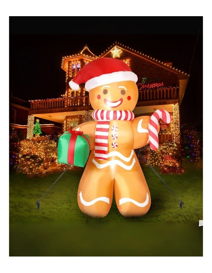Christmas Inflatable Gingerbread Man Lights in Multi image 2