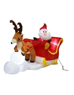 Christmas Inflatables Outdoor Santa Claus Reindeer Lights Decor in Multi
