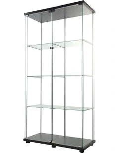 4 Tier Shelves Glass Display Cabinet 164cm in Black