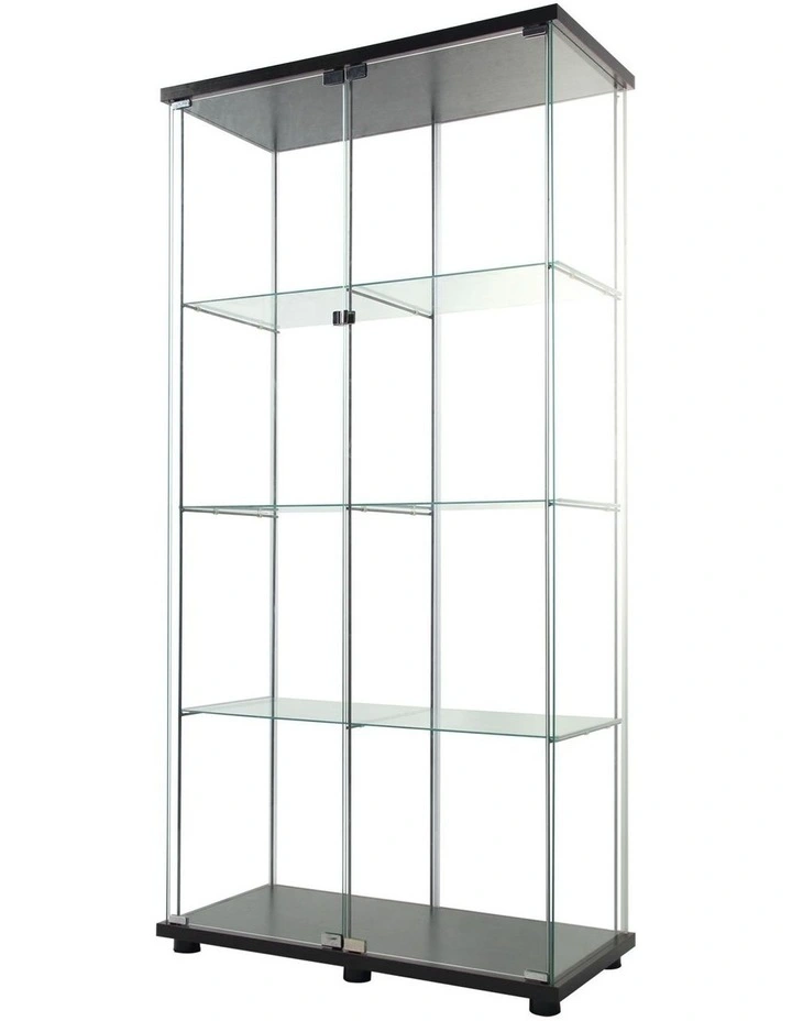 4 Tier Shelves Glass Display Cabinet 164cm in Black image 1
