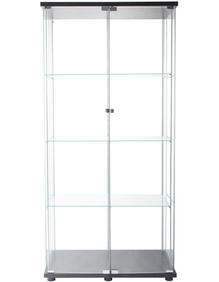 4 Tier Shelves Glass Display Cabinet 164cm in Black image 4