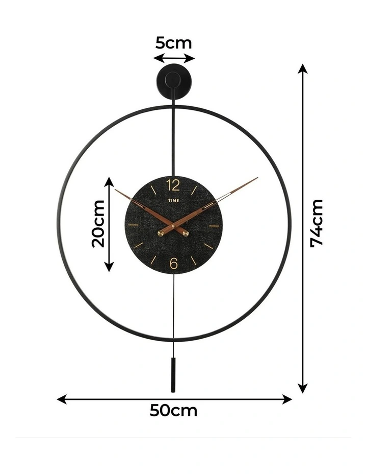 Large Wall Clock 50cm in Black image 3