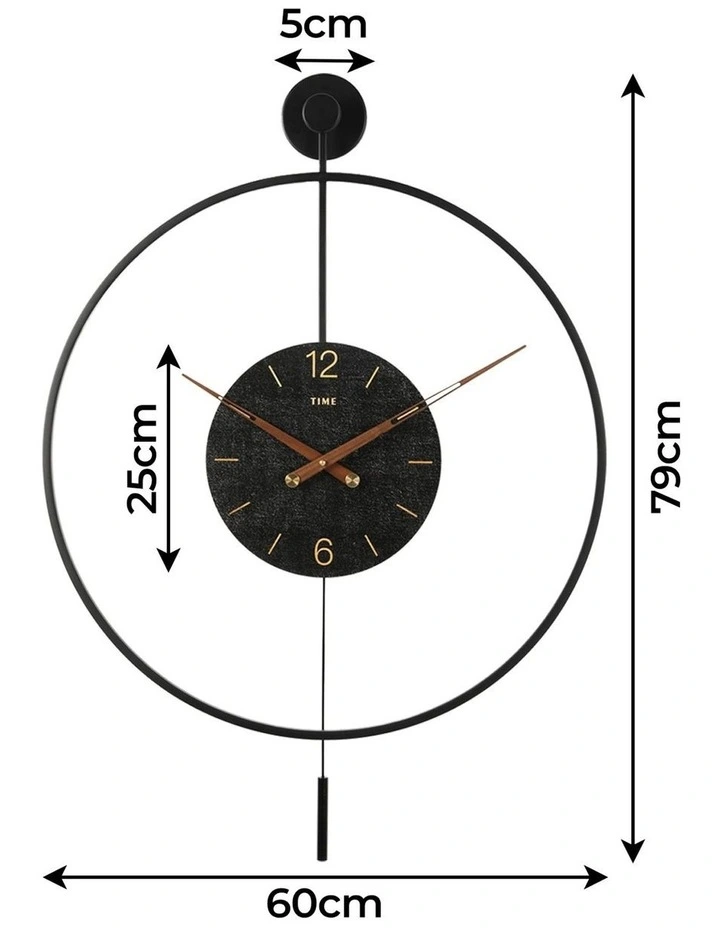 Large Wall Clock 60cm in Black image 3