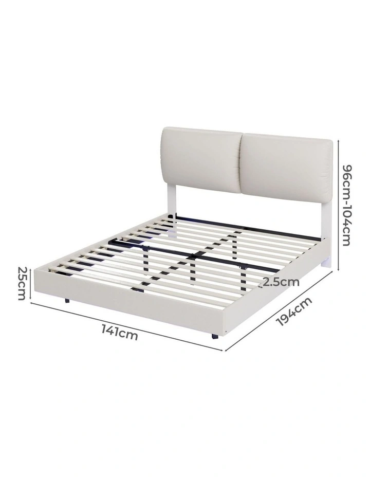 Floating LED Light Bed Frame in White image 3
