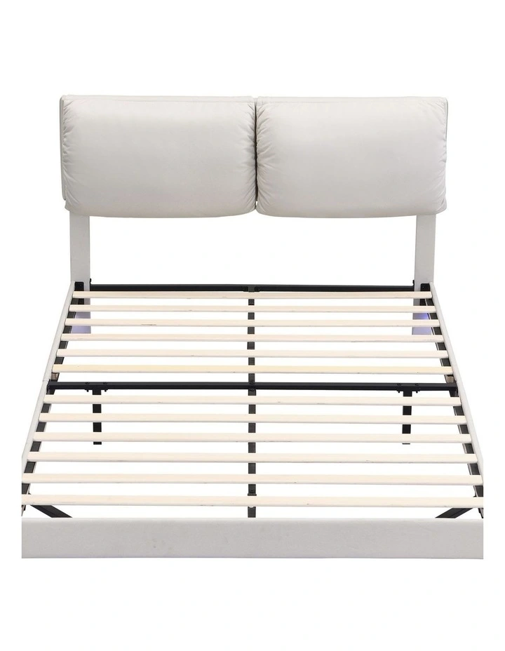 Floating LED Light Bed Frame in White image 6