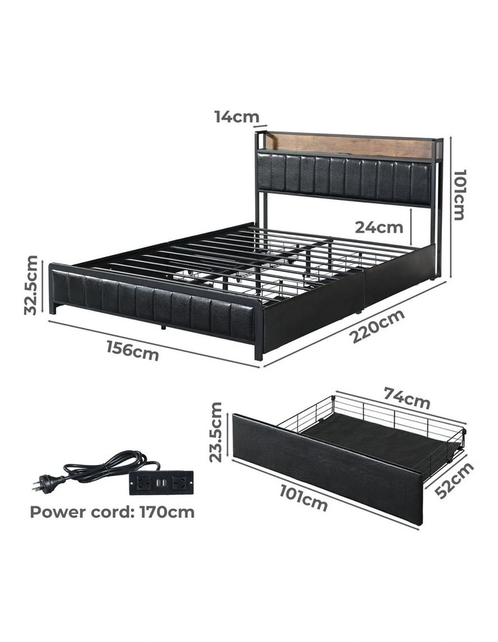Queen Bed Frame in Brown image 3