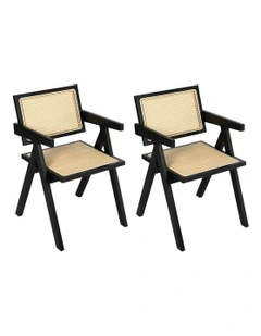Wooden Rattan Armchair in Beige
