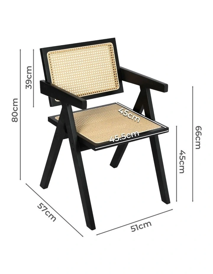 Wooden Rattan Armchair in Beige image 3