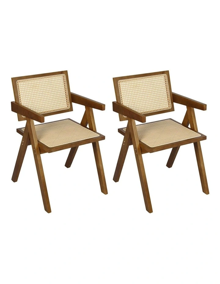 Wooden Rattan Armchair in Brown image 1