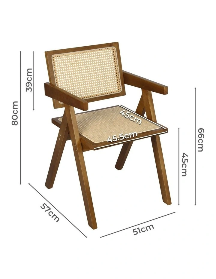 Wooden Rattan Armchair in Brown image 3