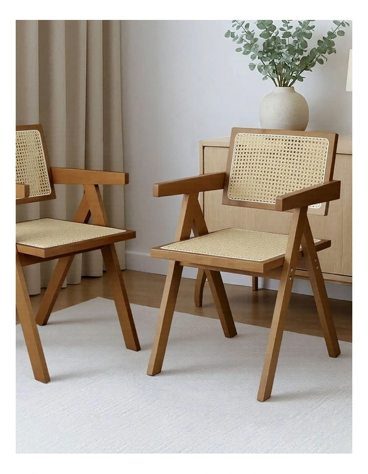 Wooden Rattan Armchair in Brown image 7