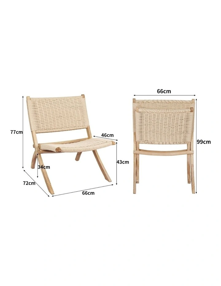 Wooden Rattan Accent Chair in Beige image 3