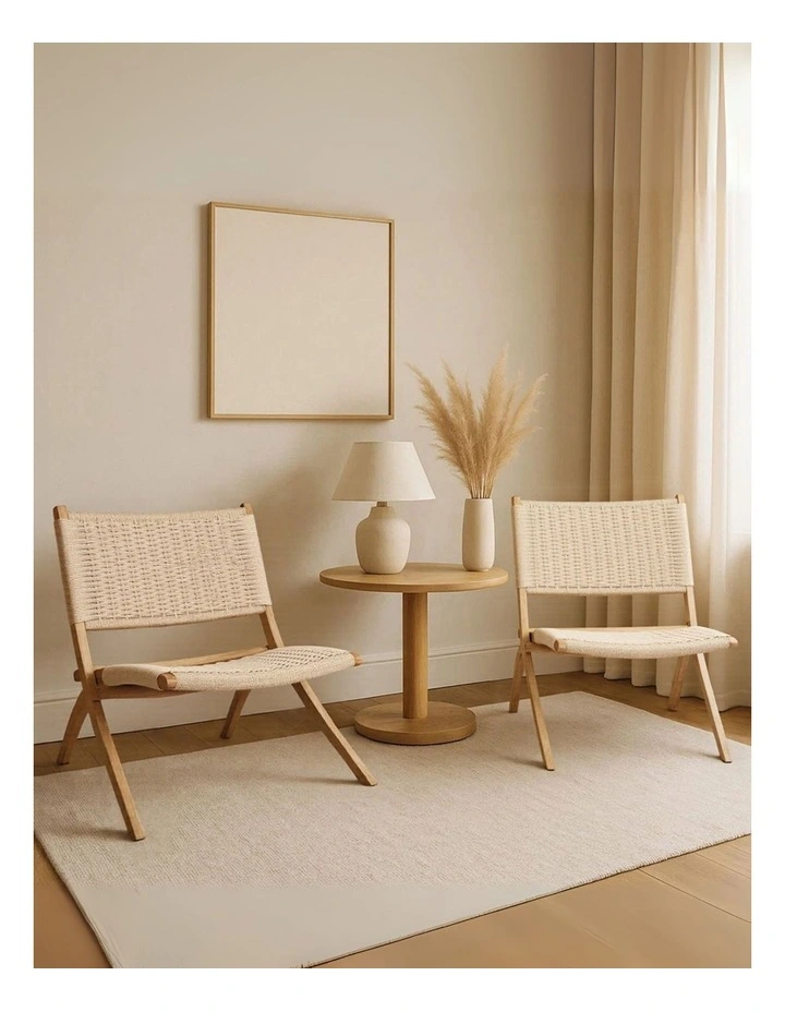 Wooden Rattan Accent Chair in Beige image 7