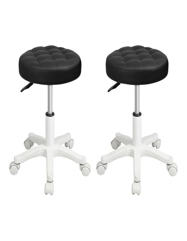 Rolling Bar Stools Chairs in Black image 1