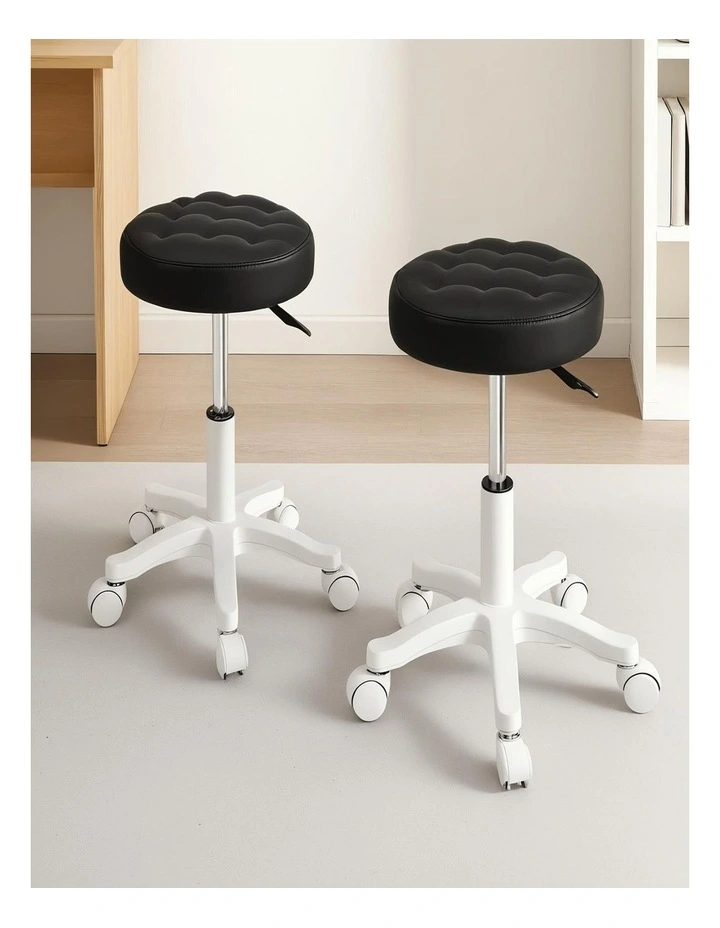 Rolling Bar Stools Chairs in Black image 2