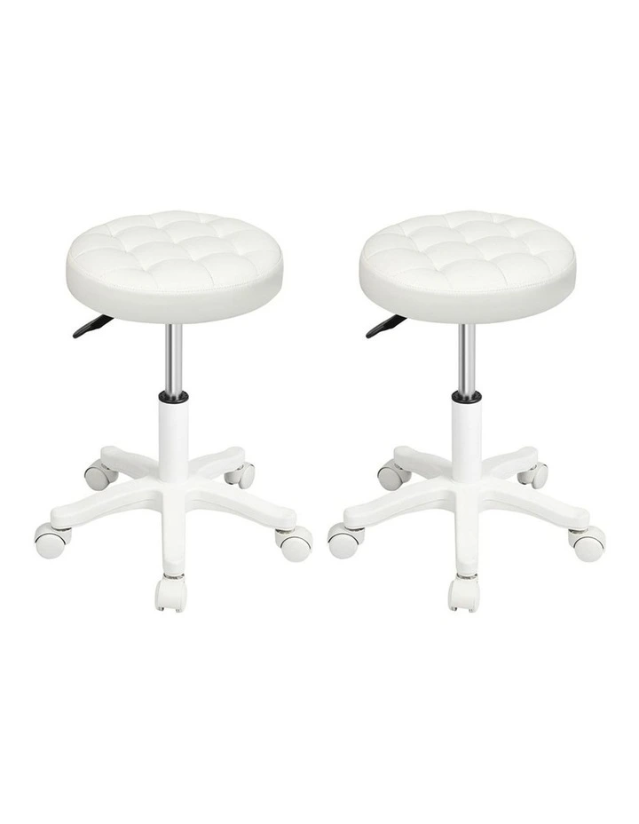 Rolling Bar Stools Chairs in Beige image 1
