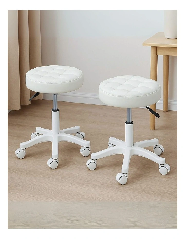 Rolling Bar Stools Chairs in Beige image 2