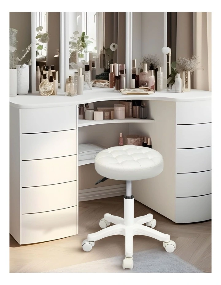 Rolling Bar Stools Chairs in Beige image 7