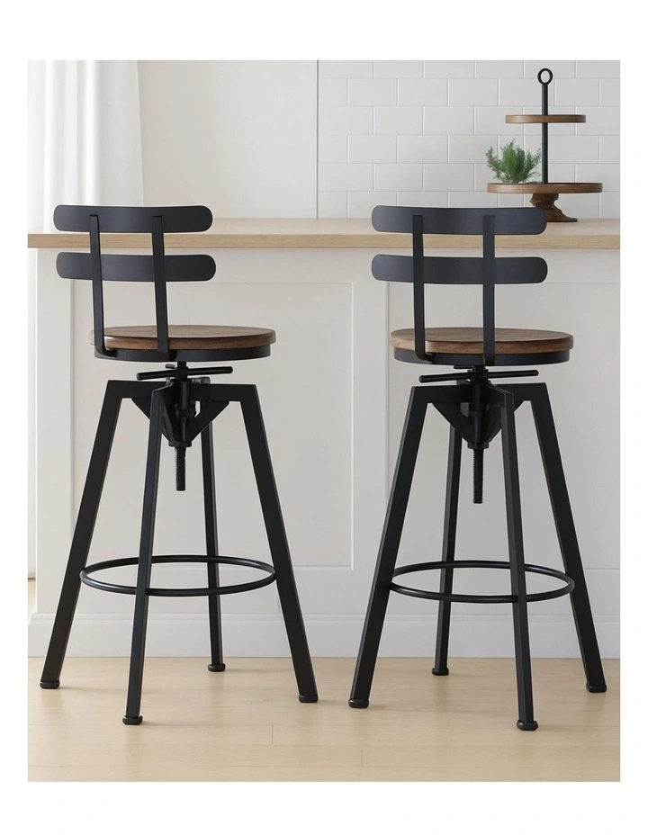 Wood Industrial Bar Stool in Brown image 2