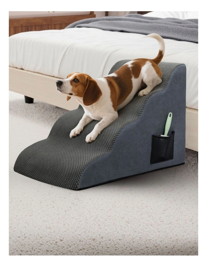 4 Steps Ramp Pet Stairs in Grey image 2