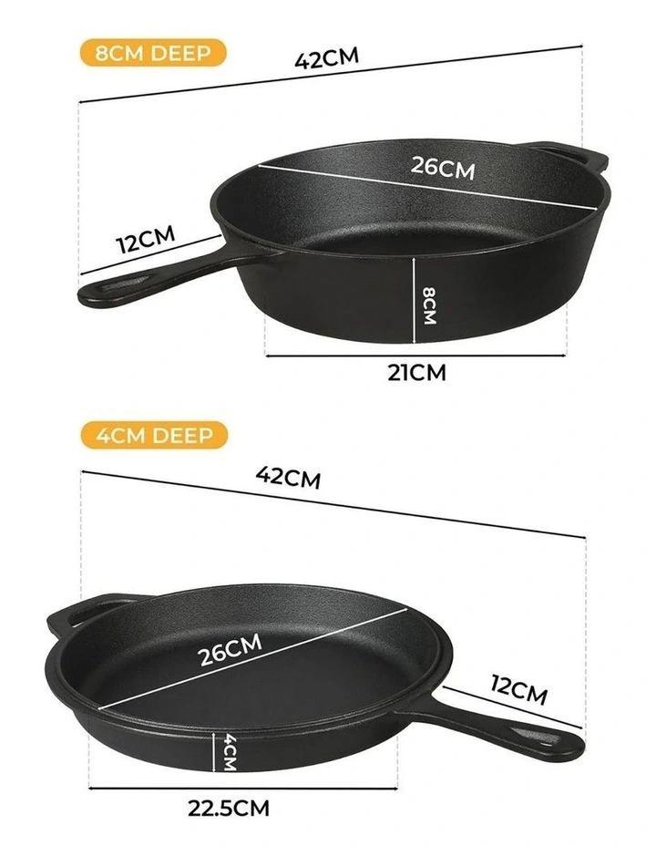 Cast Iron Frying Pan Set in Black image 2