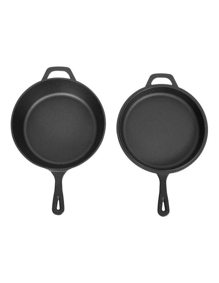 Cast Iron Frying Pan Set in Black image 3